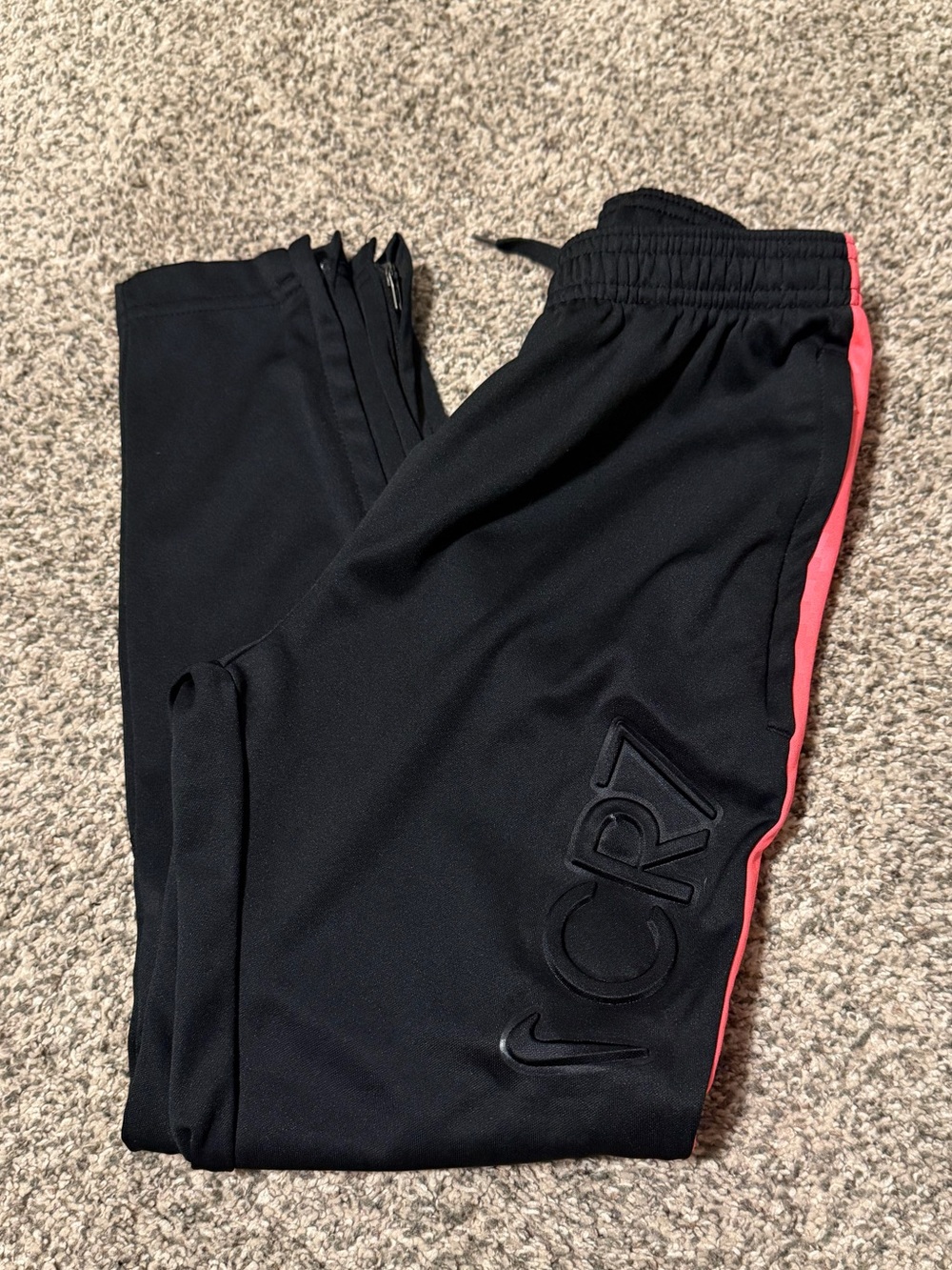 Nike Black Track Pants with Pink Side Stripe